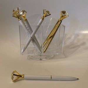 White & Gold Diamond Ink Pen